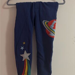 Mini Boden Navy Leggings with Rainbow Planet & Star Patches